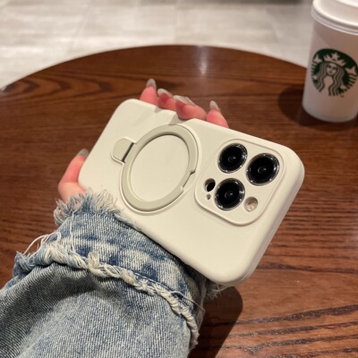 苹果15promax手机壳iphone14液态硅胶磁吸支架13新款简约纯色保护套15plus全包防摔软壳12软糯手感磨砂防指纹