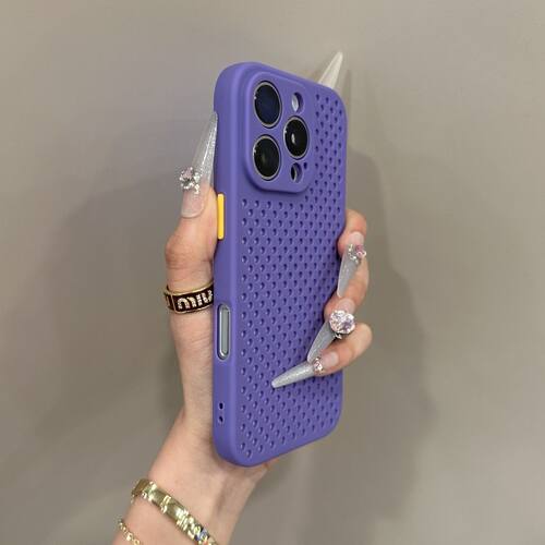 苹果16夏季透气散热16promax手机壳iPhone15/14简约新款13全包外壳12超薄磨砂11男女xr潮软壳镂空网格透气78