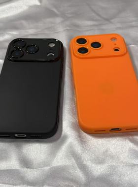 极简约ins风秒变17大视窗适用苹果17promax手机壳iphone16promax男女15pro硅胶14/13/12橙色男女xs情侣xsmax