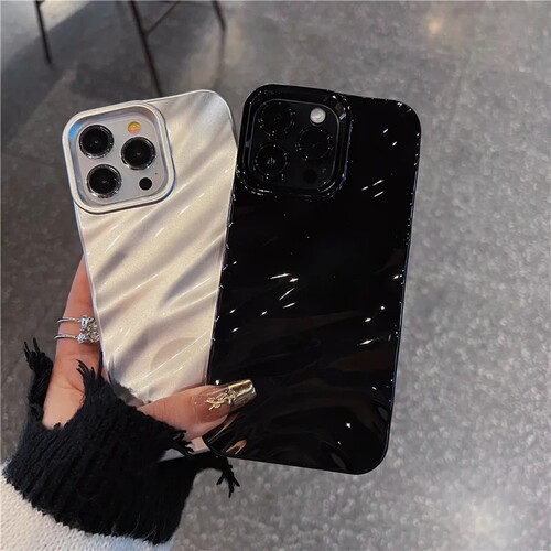 褶皱波浪纹适用苹果15手机壳新款iPhone13女款14promax高级感11创意个性14plus全包防摔XR/XS网红小众x潮7p8p
