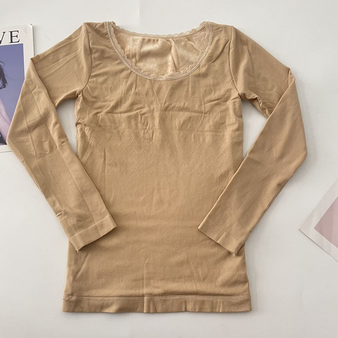 保暖上衣女双层加厚加绒保暖长袖圆领秋冬季防寒修身打底保暖衣女