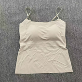 山茶花香氛美背吊带背心带胸垫冰丝无痕小吊带背心女抹胸打底背心