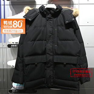 李宁男子中羽绒服2025冬季 宽松加厚保暖鸭绒羽绒服AYMV341 新款