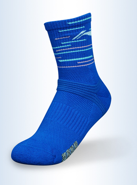 李宁男士运动袜羽毛球系列四季棉袜新品舒适透气中筒袜子AWST071