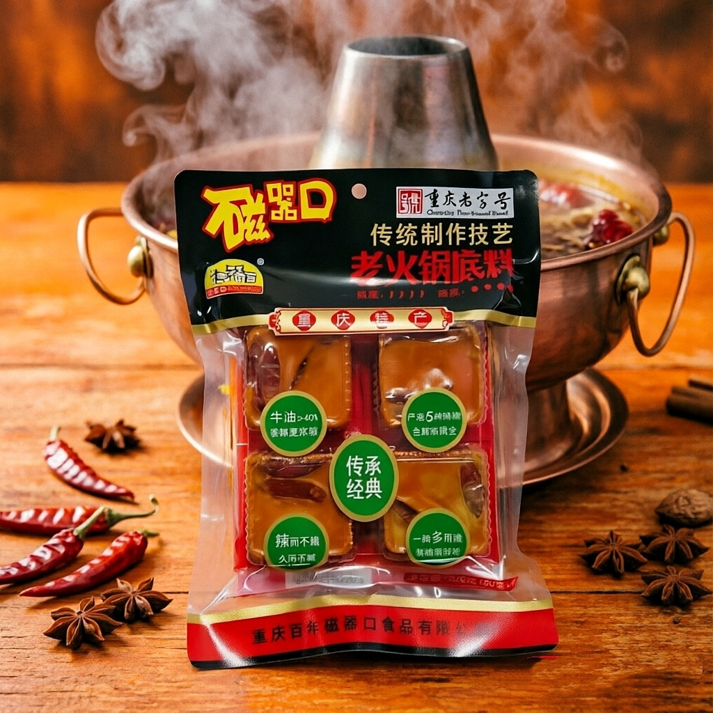 磁器口老火锅底料方块麻辣烫串串冒菜牛油老火锅底料家用四宫格装