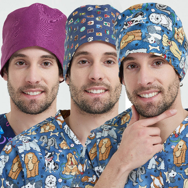 男医生帽系带葫芦卡通印花可爱棉布口腔牙科宠物医院女男士手术帽