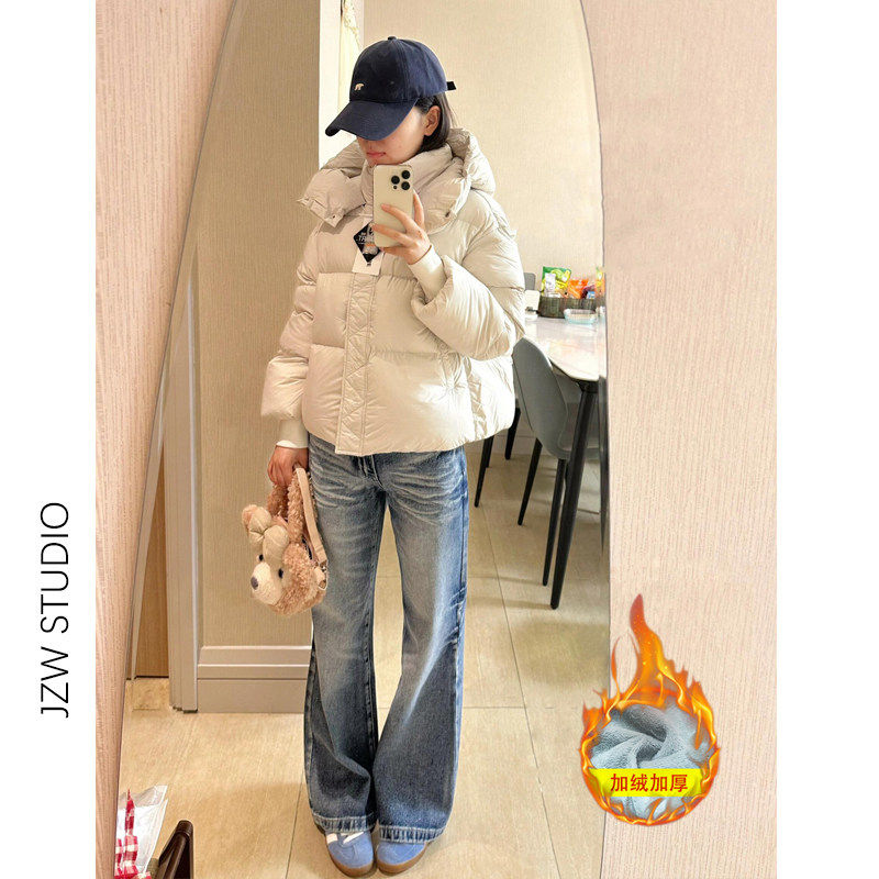 复古蓝低腰微喇牛仔裤女秋冬新款宽松显瘦百搭垂感阔腿加绒拖地裤