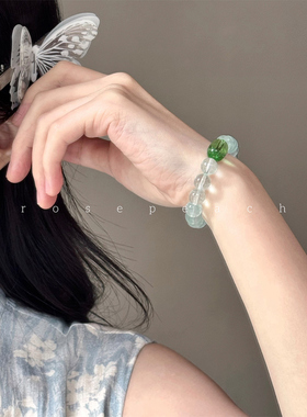 rosepeach「水晶系列」原创小众少女清透绿萤石稳定情绪水晶手串