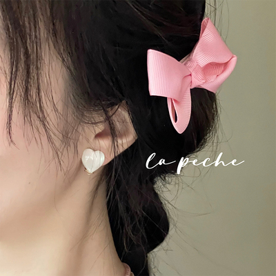 少女可爱白色猫眼石925耳钉耳夹