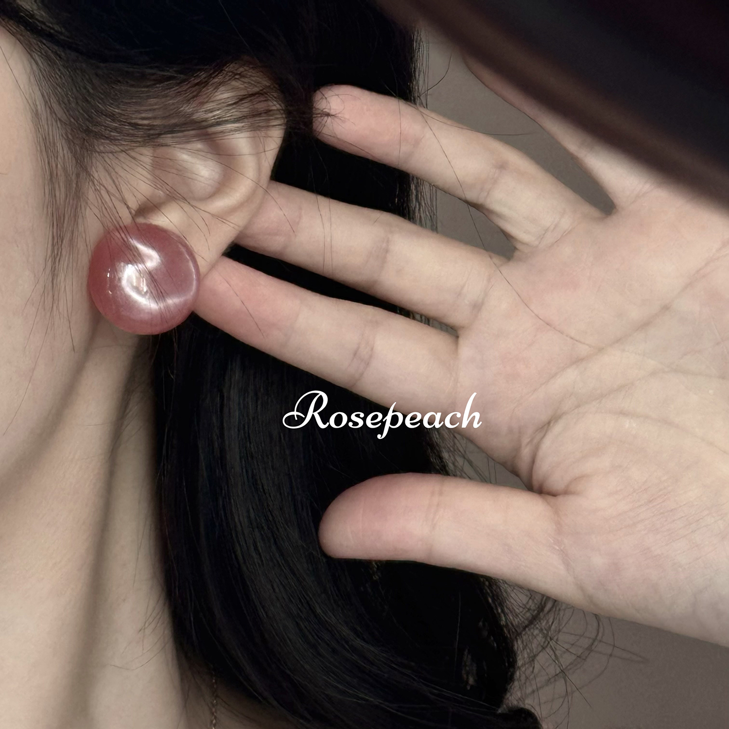 rosepeach「厚切蛋糕」小众少女脸小可爱微闪树脂925银大耳钉耳夹