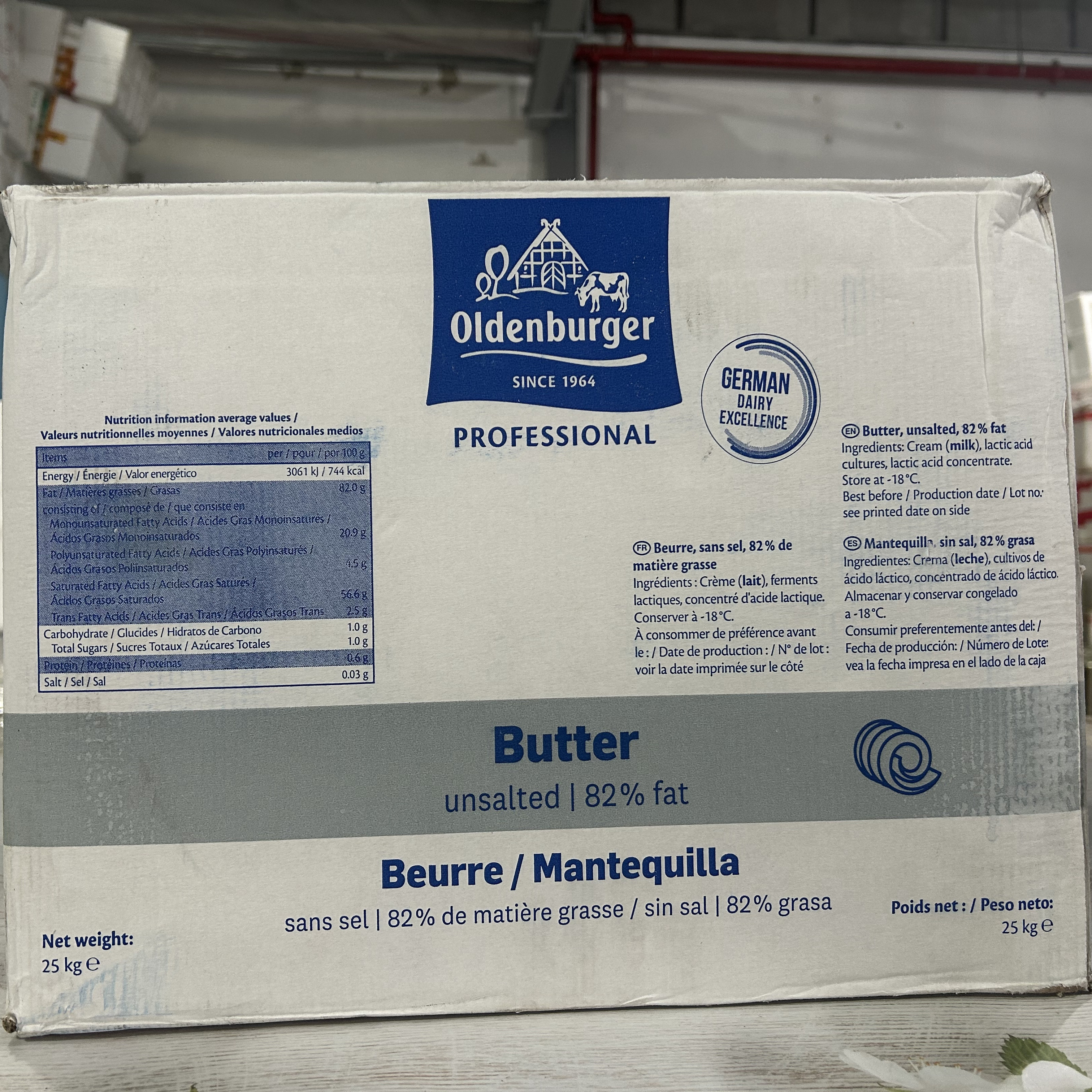 德国欧德堡黄油25kg整箱动物黄油发酵淡味黄油蛋糕面包烘焙材料