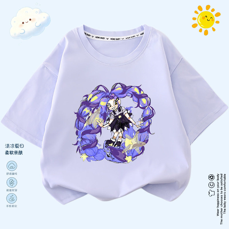 儿童新款poppy5波比的游戏时间时尚男女童短裤休闲宽松圆领半袖衣