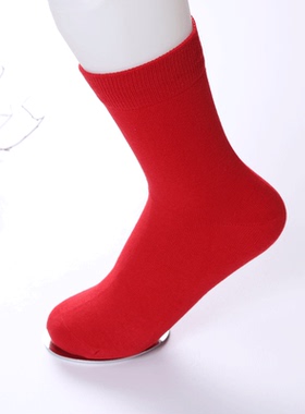 雪竹男士本命年袜子大红情侣婚庆鸿运袜棉中筒四季袜21601/21602