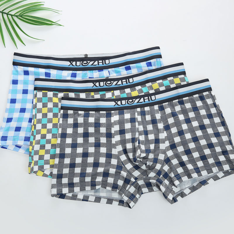 雪竹专柜正品春夏新款男款短裤时尚拼色方格平角男式内裤31565
