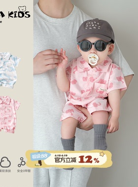 夏日婴幼儿a类衣服超萌可爱男宝宝短袖连体衣夏季薄款婴儿爬爬服