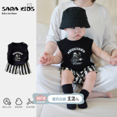 婴儿衣服韩系超萌男童背心短裤 薄款 夏天分体外出服 夏季 男宝宝套装