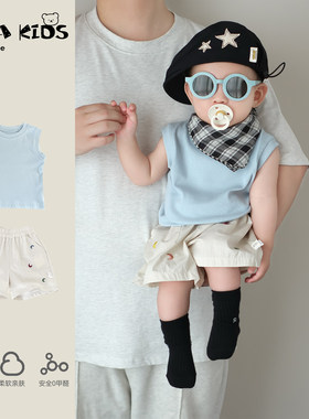 婴幼儿夏天小套装26新款宝宝衣服分体外出服夏季婴童背心短裤夏装