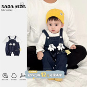 春秋套装 童装 洋气男宝宝衣服春装 t恤背带连体裤 款 婴儿牛仔背带裤
