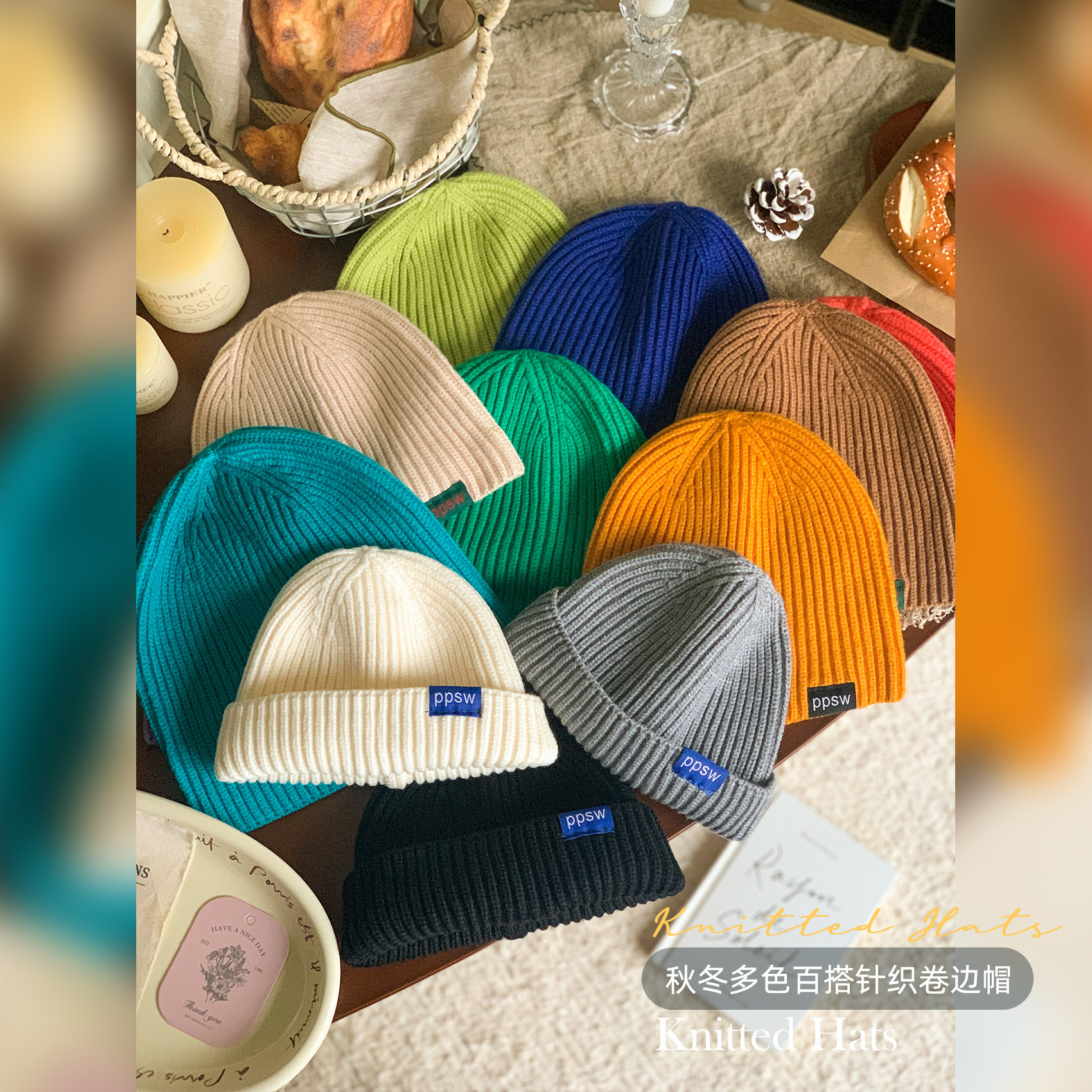 儿童毛线帽秋冬保暖婴儿帽子韩系纯色百搭ins宝宝针织瓜皮帽冬季