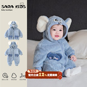 婴儿连体衣冬季 外出服超萌小月龄衣服秋冬爬爬服男婴幼儿冬装 哈衣