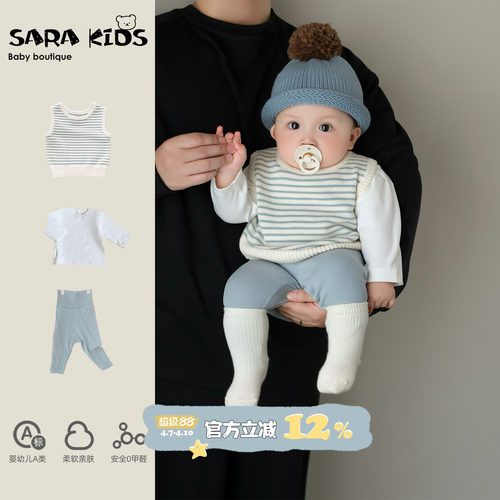 婴儿分体套装春季男宝宝衣服新款婴幼儿时髦外出服洋气三件套春装