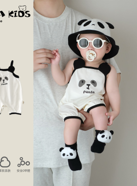 婴儿吊带连体衣夏季薄款婴幼儿夏天衣服超萌可爱满月宝宝纯棉哈衣