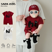 外出服2026新款 连体衣男宝宝衣服短袖 包屁衣可爱爬服 薄款 婴儿夏季