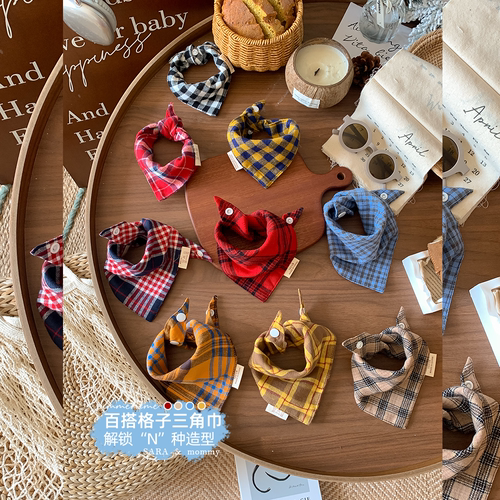 宝宝围巾夏季薄款儿童三角纯棉双面口水巾韩版领巾洋气婴幼儿围脖