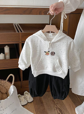 男童秋装套装超好看小孩衣服春秋季小月龄宝宝连帽卫衣长裤外出服