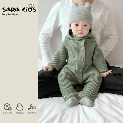 婴儿连体衣秋季男宝宝衣服秋装婴幼儿爬爬服秋冬小月龄外出抱抱服