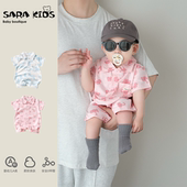 婴儿爬爬服 薄款 夏日婴幼儿a类衣服超萌可爱男宝宝短袖 连体衣夏季