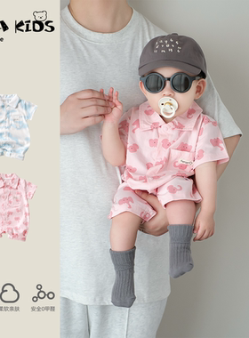 婴儿衣服夏季男宝宝短袖连体衣小月龄婴幼儿a类可爱夏日薄款爬服