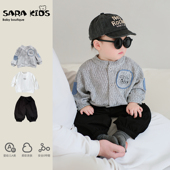 小月龄宝宝衣服韩系洋气三件套外穿上衣裤 婴儿分体套装 开春新款 子