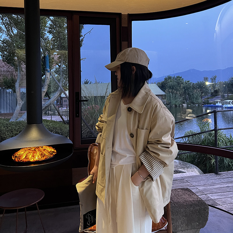 巴恩风衣式白鸭绒羽绒外套