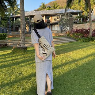 LUUZHANG慵懒风设计师oversize圆领宽松短袖T恤长半裙休闲套装女