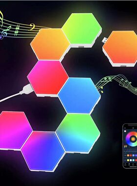 WiFi六边形拼接led灯量子灯电智能拾音蜂窝蜂巢RGB氛围灯