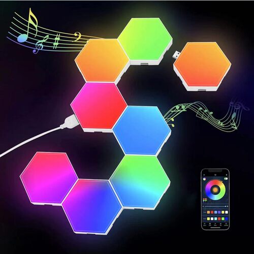 WiFi六边形拼接led灯量子灯电智能拾音蜂窝蜂巢RGB氛围灯