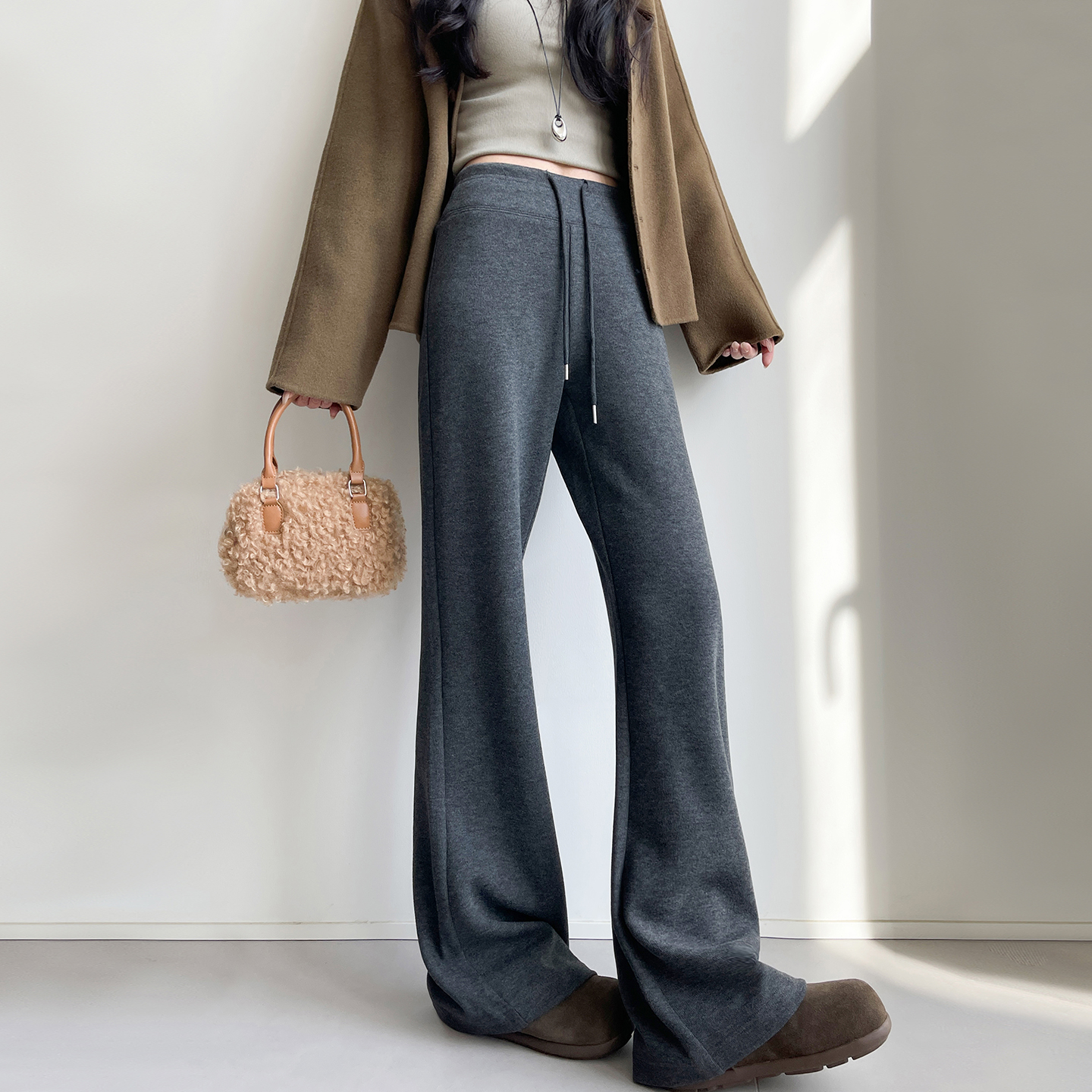 微喇裤女高腰显瘦运动休闲卫裤子