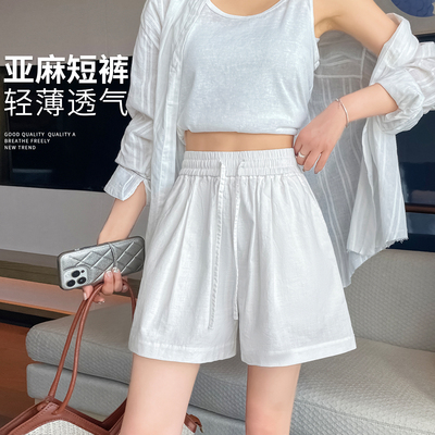 夏天显瘦冰丝透气棉麻山本短裤女