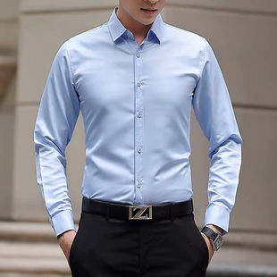 男上班正装 商务韩版 休闲修身 春夏季 衬衣服男士 纯白色衬衫 短袖 长袖