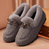 加厚秋豆豆鞋 老北京布鞋 新款 冬季 女保暖棉鞋 加绒妈妈一脚蹬毛毛鞋