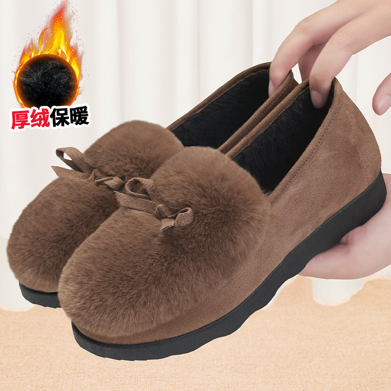 豆豆鞋女冬加绒新款平底老北京布鞋毛毛鞋外穿一脚蹬秋冬妈妈棉鞋,女鞋,乐福鞋（豆豆鞋）,淘宝优惠券,粉丝福利购,淘宝优惠卷