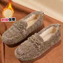 豆豆鞋女冬加绒保暖老北京布鞋新款一脚蹬秋冬厚底女式外穿毛毛鞋