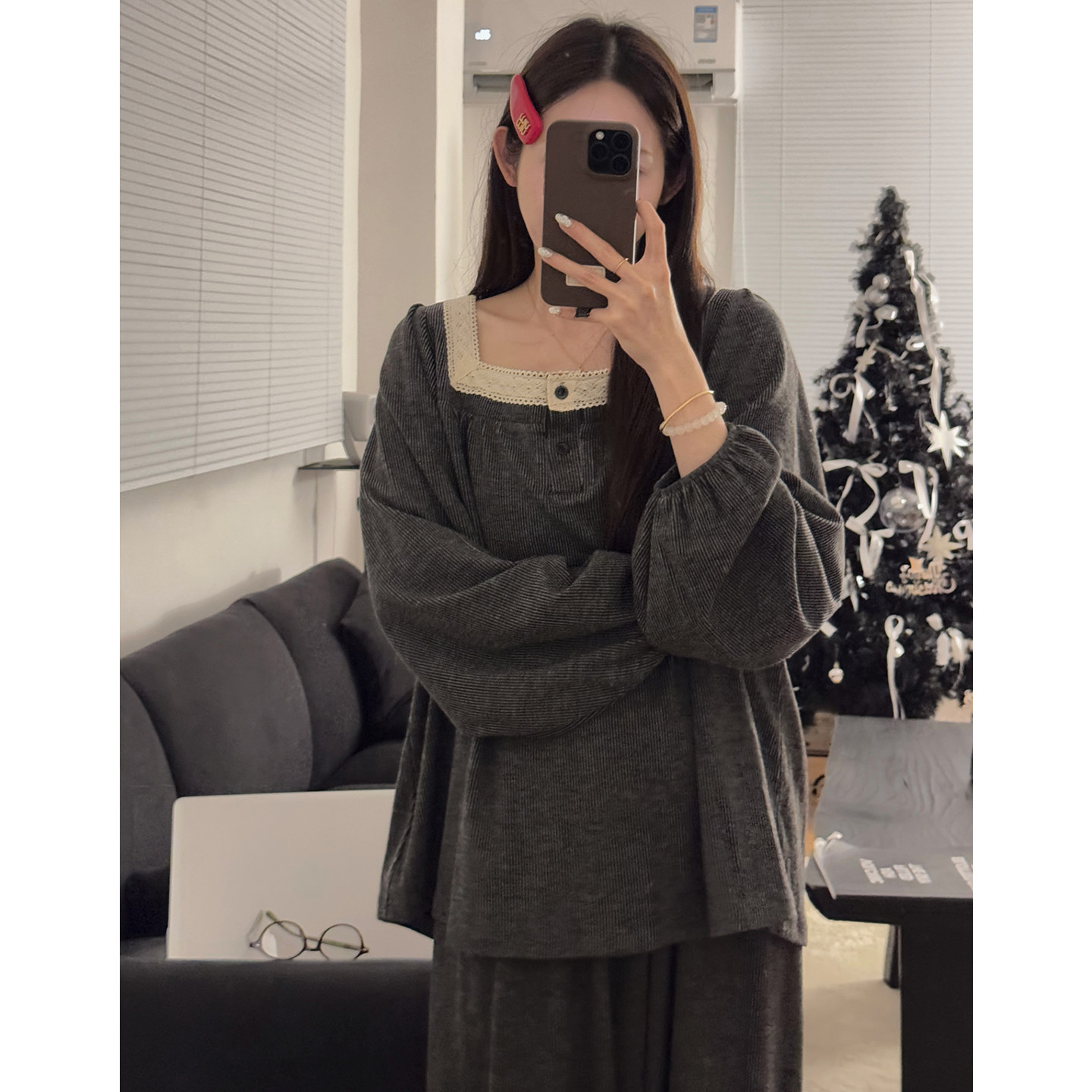 睡衣女款2026新款秋冬季长袖宽松羊绒甜美高级感可外穿家居服套装