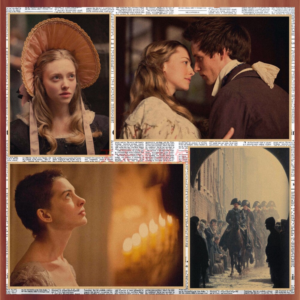 经典电影 悲惨世界 海报 安妮海瑟薇复古牛皮纸装饰墙画壁画506