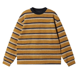 25fw轻奢条纹衫 定染羊驼混纺轻抚保暖上衣圆领针织毛衣