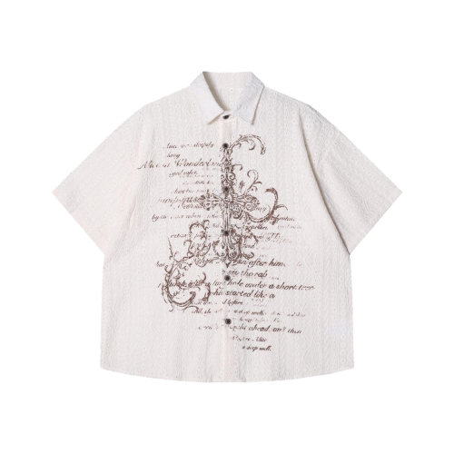 男士2026新款复古镂空短袖衬衫
