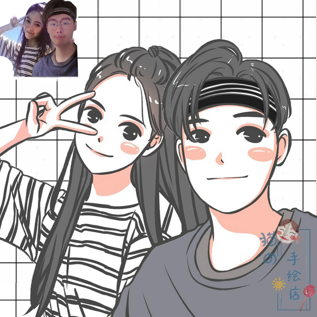 q版头像真人照片转手绘动漫画形象卡通微信头像logo设计婚礼请柬