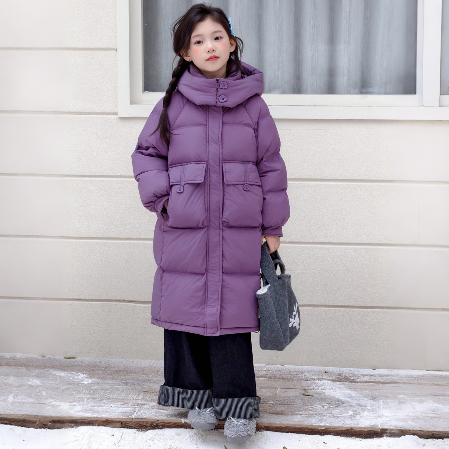 女童中长款羽绒服儿童冬季加厚2025新款女款大童保暖御寒女孩外套
