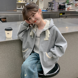 贝田女童外套秋季2025新款春秋款儿童秋天女孩早秋大童针织上衣服